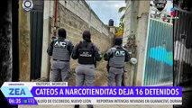Detienen a 16 personas en un cateo a narcotiendas en Yautepec, Morelos