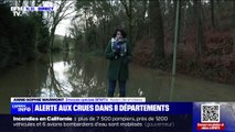 Crues: une route rendue impraticable par la montée des eaux à Redon (Ille-et-Vilaine)