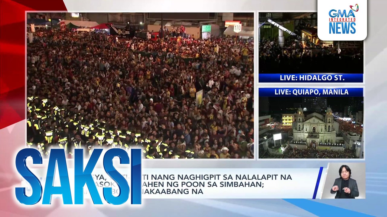 Pulisya, unti-unti nang naghigpit sa nalalapit na pagpasok ng imahen ng poon sa simbahan; ilang deboto, nakaabang na | Saksi