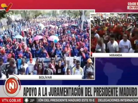 Fuerza trabajadora del edo. Bolívar se moviliza en respaldo a la toma de posesión del Pdte. Maduro