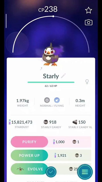Pokémon GO-Purifying Shadow Starly