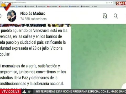 Pdte. Maduro envía mensaje al pueblo venezolano tras la extraordinaria movilización del 9 de enero