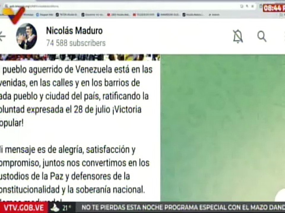 Pdte. Maduro envía mensaje al pueblo venezolano tras la extraordinaria movilización del 9 de enero