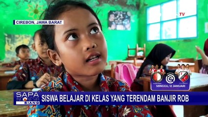 Banjir Rob Kembali Terjang Kabupaten Cirebon, Siswa Belajar di Tengah Genangan