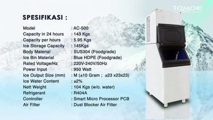 CARA PENGOPERASIAN MESIN ES KRISTAL YANG MENGHASILKAN 145KG PERHARI - TOMORI ICE CUBE MAKER AC-500