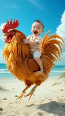 Rooster Playing with Baby #viral #trendingnow #fyp