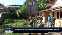 TNI Bersih-bersih Tempat Ibadah dan Ngopi Bersama Warga