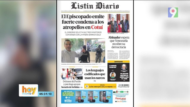 Titulares prensa dominicana viernes 10 de enero 2025 | Hoy Mismo