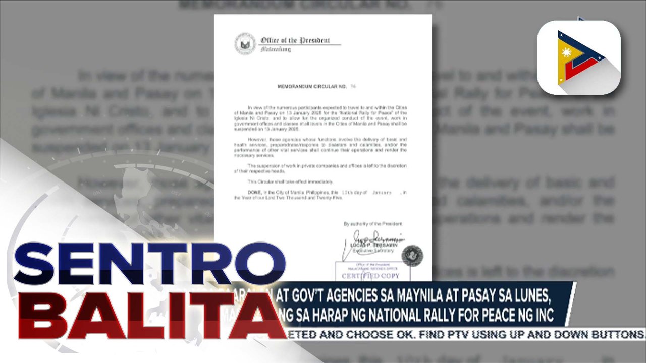Pasok sa mga paaralan at gov’t agencies sa Maynila at Pasay sa Lunes, sinuspinde dahil sa National Rally for Peace ng INC