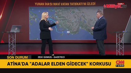 'Mavi Vatan' takibi radarda, Yunanistan İHA'sı adım adım izledi! 'Adalarımız ele geçirilecek' endişesi