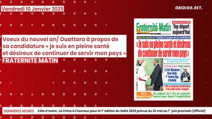 Titrologue du vendredi 10 janvier 2025/ affaires maritimes, le président Alassane Ouattara nomme la première femme DGA