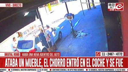 Ataba un mueble al auto, un delincuente se subió y escapó a toda velocidad
