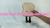 Soft charming plush cartoon simulation toast bread pillow stuffed toast candy bag toy.