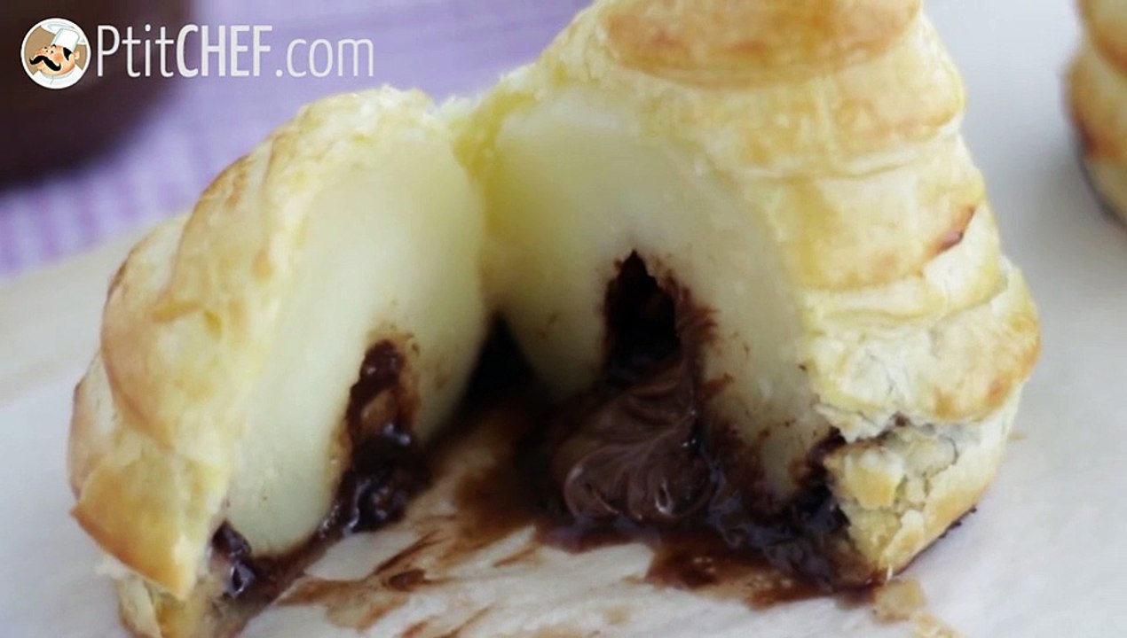 Blätterteigbirnen mit schokoladenkern