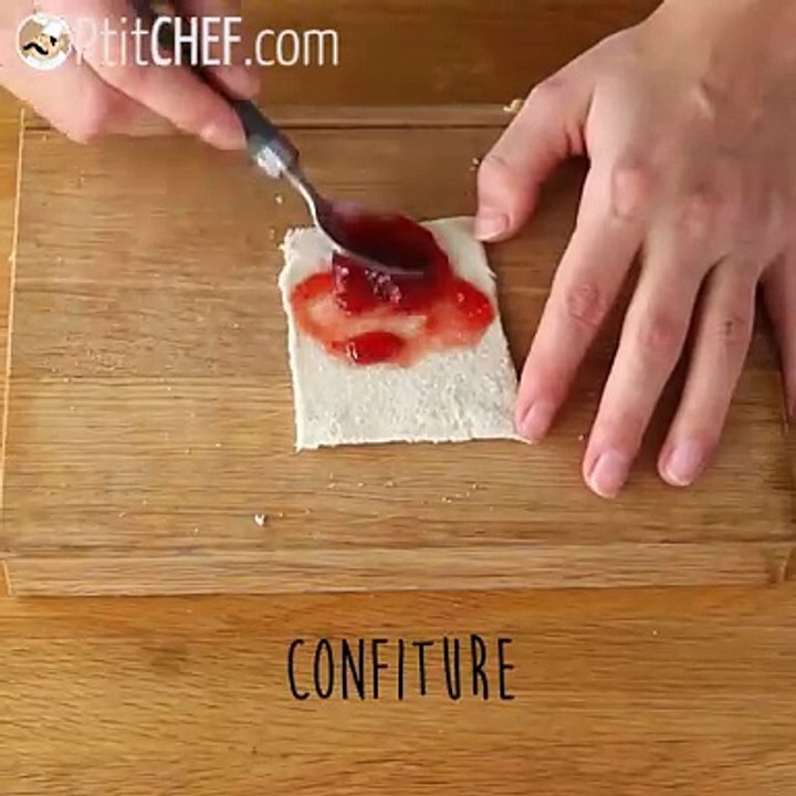 Toastbrot-wraps mit marmelade