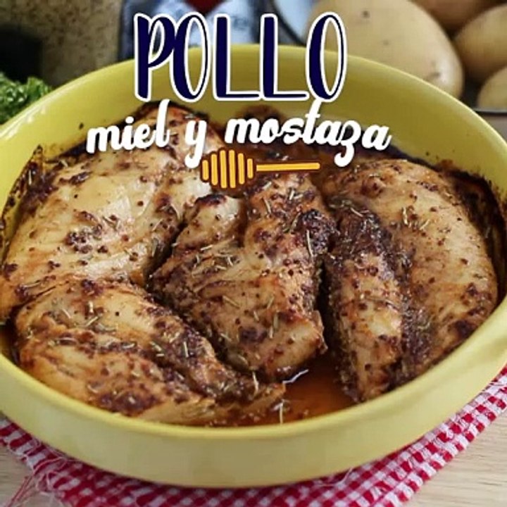 Gebackenes hähnchen mit honig und senf