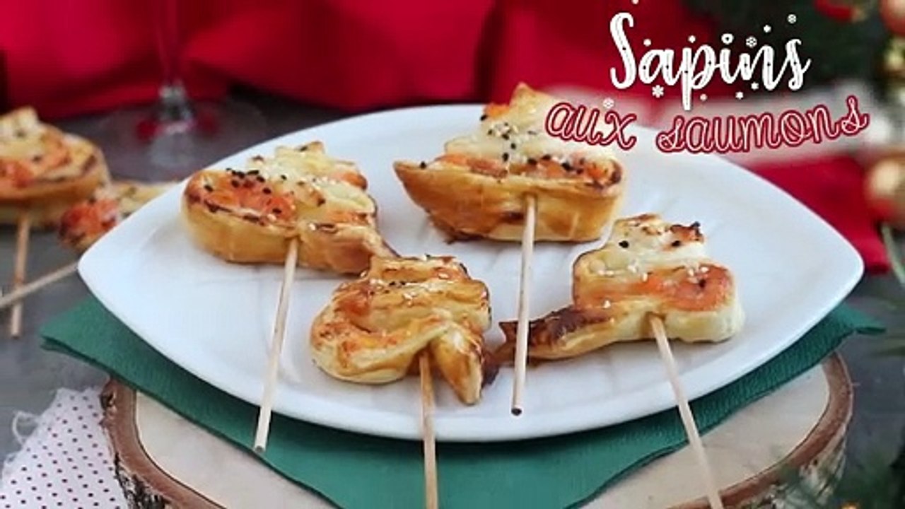 Blätterteigtannen mit zwei lachsen