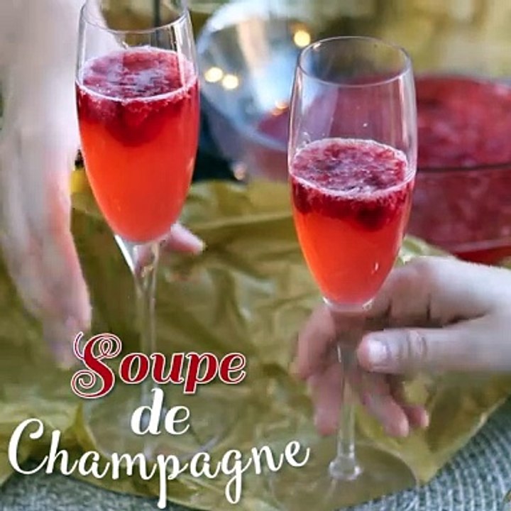 Champagnersuppe mit himbeeren