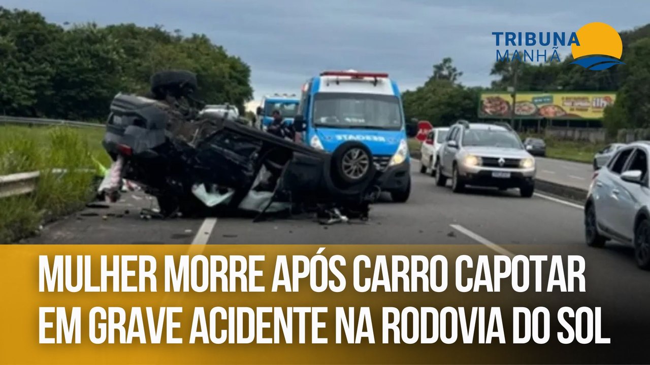 Mulher morre após carro capotar em grave acidente na Rodovia do Sol