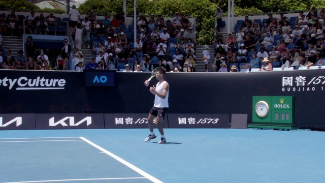 Tennis - Australian Open 2024 - Carlos Alacaraz practice in Melbourne... under the eyes of Juan Carlos Ferrero