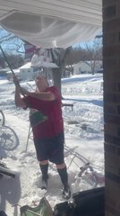 Huge Pile of Snow Falls on Woman's Head While Poking it in Missouri, USA