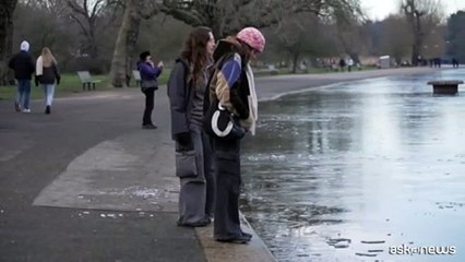 Ondata di freddo a Londra, il lago di Regent's Park ? ghiacciato