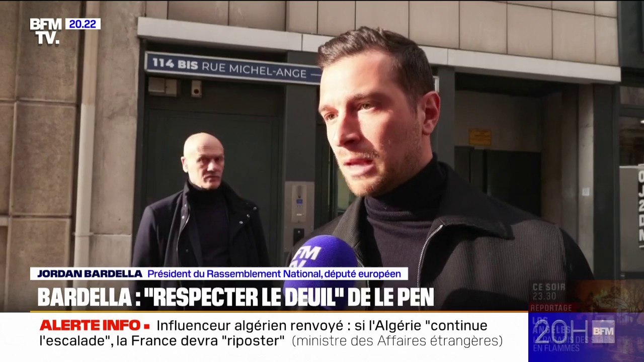 Mort de Jean-Marie Le Pen: "Il faut respecter les gens quand ils ne sont plus là", déclare Jordan Bardella