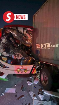More than 20 injured as tour bus rear-ends container lorry in Penang