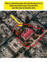 This is Muslim house that had the Quran in it allha saved this house from the fire