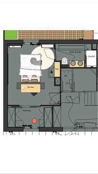 Idee amenagement chambre adulte avec salle de bain et dressing 30m2