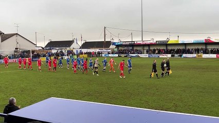 Players walking out for Loughgall v Portadown in the Irish League