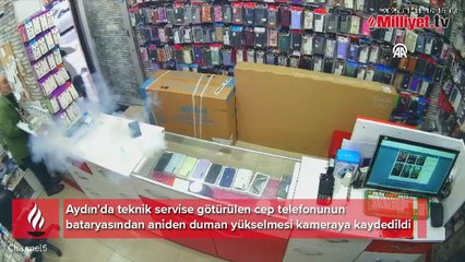 Tamir için servise götürülen telefondan dumanlar yükseldi