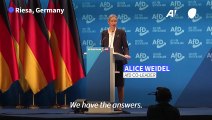 Germany's far-right AfD co-leader Alice Weidel vows to 'close borders completely'