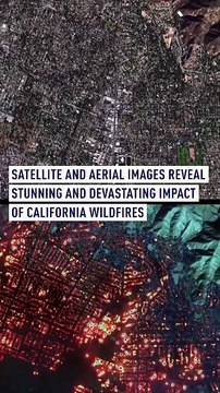 Satellite and aerial imagery capture the devastation of six simultaneous wildfires in Los Angeles County. 923 Since January 7, the fires have claimed at least 10 lives
