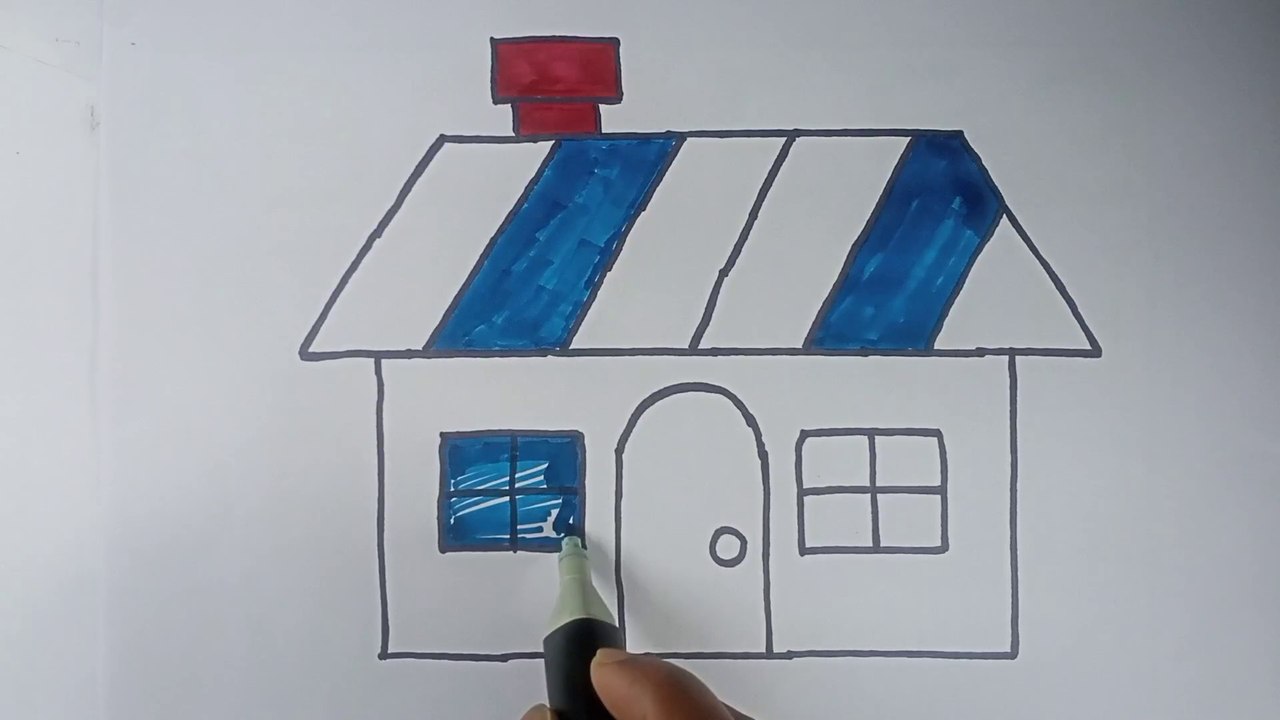 How to Draw and Color a House for Kids//Coloring and painting 🖌️//Step By Step House 🏠 Drawing//