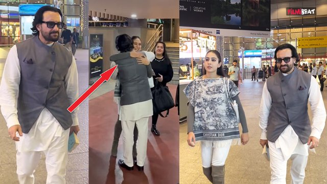 Saif-Sara: Airport पर पिता Saif Ali Khan के साथ दिखीं बेटी Sara Ali Khan, लगाया गले, Video Viral