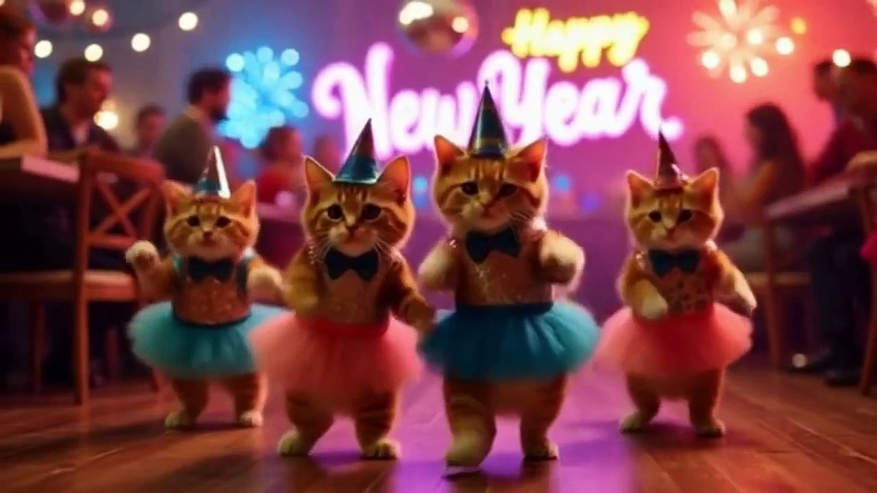 -Funny Cats Doing Human Things, "Purrfect New Year: Felines in Festive Mode"