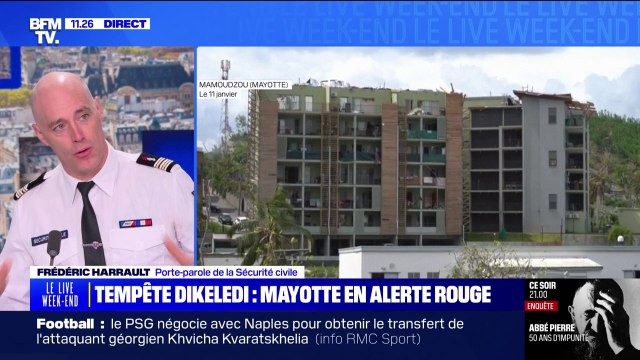 Mayotte: Sur les 900 pompiers et ONG sur place, on a 645 pompiers qui ont été prépositionnés à des endroits stratégiques pour pouvoir accéder aux différents sites qui vont être touchés , explique Frédéric Harrault, porte-parole de la Sécurité civile