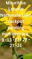 Mauritius Loterie Nationale Loto Jackpot winning numbers are 9 -13 -17 - 22 -27 -31