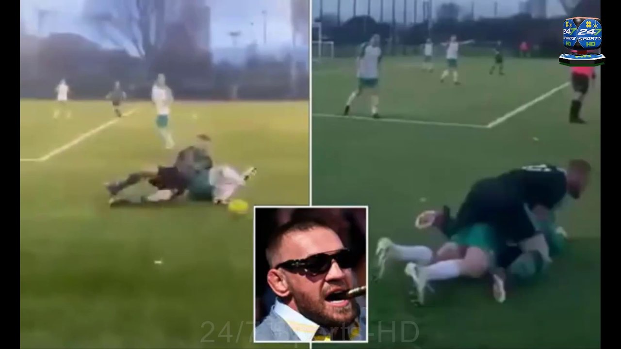 Moment...! Conor McGregor WRESTLES Opponent to the Floor in an Amateur Football Game on Saturday