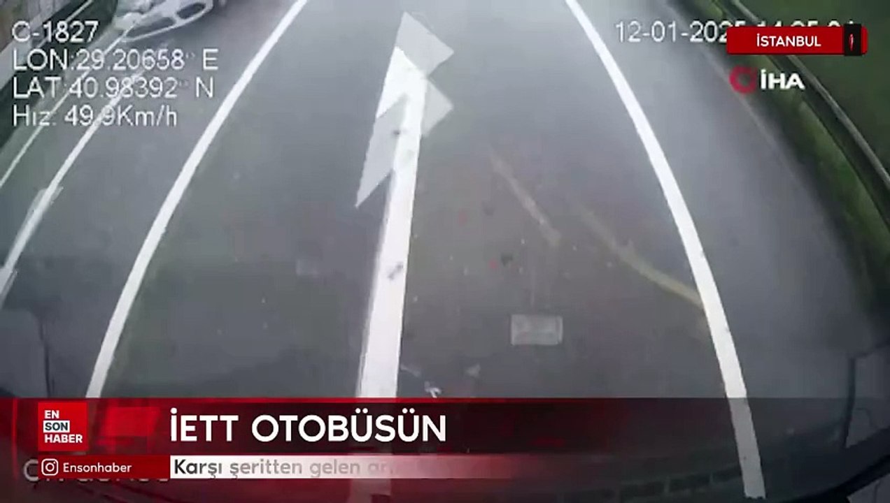 İstanbul'da karşı şeritten gelen araç İETT otobüsüne çarptı