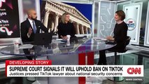 A majority of the Supreme Court appeared likely to uphold a controversial ban on TikTok over concerns about its ties to China, with justices lobbing pointed questions at lawyers for the social media app and a group of its content creators.  #CNN #News