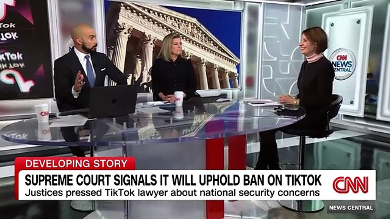 A majority of the Supreme Court appeared likely to uphold a controversial ban on TikTok over concerns about its ties to China, with justices lobbing pointed questions at lawyers for the social media app and a group of its content creators.  #CNN #News