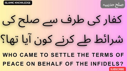 کفار کی طرف سے صلح حدیبیہ کی شرائط طے کرنے کون آیا تھا ؟