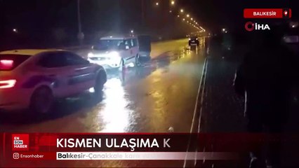 Balıkesir-Çanakkale kara yolunda sel: Kısmen ulaşıma kapandı