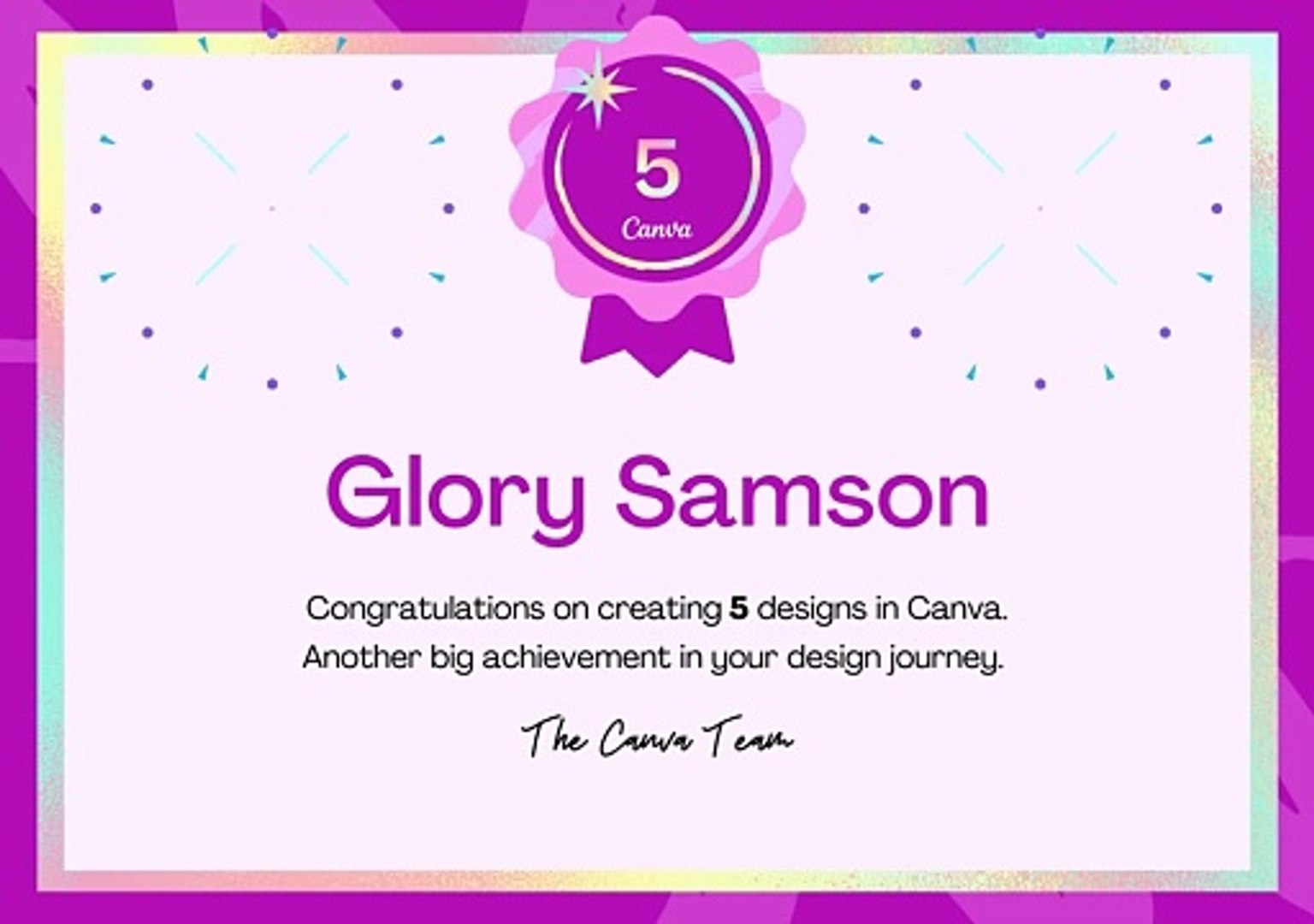 Canva 5 Design Milestone Badge