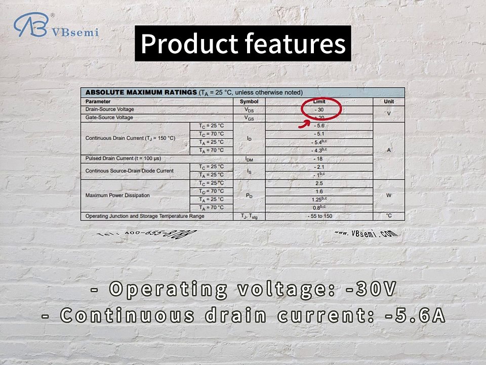 5409-VB is a SOT23 package P-Channel field effect MOS tube
