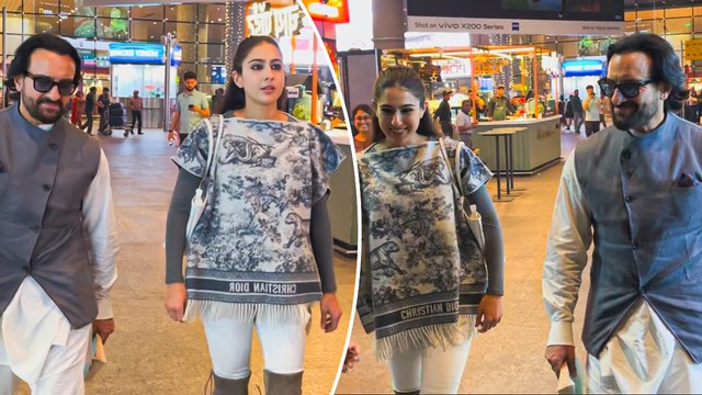 Saif Ali Khan & Sara Ali Khan Snapped At The Airport In Nawabi Style! | The Royal Family Of B-Town!