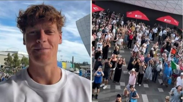 Sinner, bagno di folla dopo la vittoria al primo turno degli Australian Open