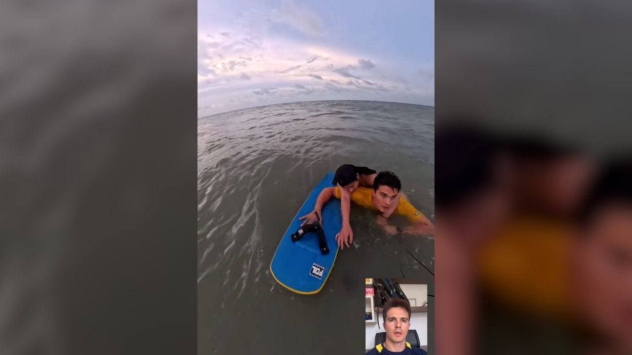 El momento en el que un kitesurfista olímpico salva a una joven de ahogarse